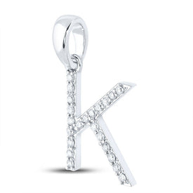 10kt White Gold Round Diamond Initial K Letter Pendant - Splendid Jewellery