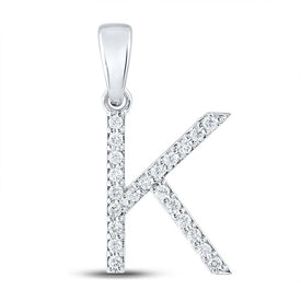 10kt White Gold Round Diamond Initial K Letter Pendant - Splendid Jewellery