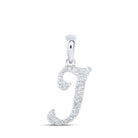 10kt White Gold Round Diamond Initial Pendant - Elegant and Personalized Jewelry Piece - Splendid Jewellery