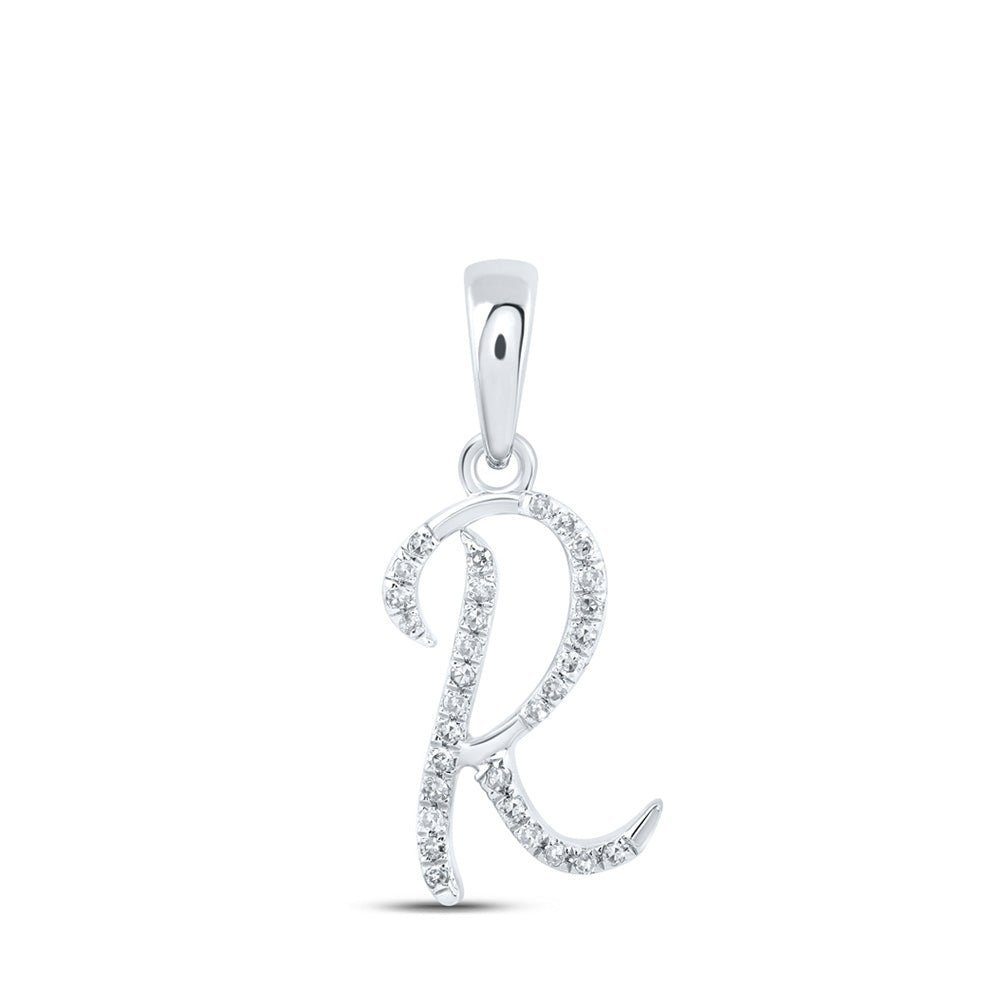 10kt White Gold Round Diamond Initial Pendant - Personalized Elegance - Splendid Jewellery