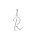10kt White Gold Round Diamond Initial Pendant - Personalized Elegance - Splendid Jewellery