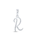 10kt White Gold Round Diamond Initial Pendant - Personalized Elegance - Splendid Jewellery