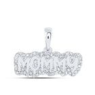 10kt White Gold Round Diamond MOMMY Mom Pendant - A Symbol of Eternal Love and Affection - Splendid Jewellery