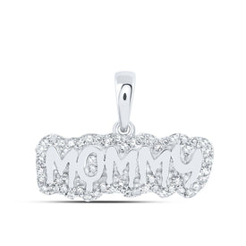 10kt White Gold Round Diamond MOMMY Mom Pendant - A Symbol of Eternal Love and Affection - Splendid Jewellery
