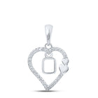 10kt White Gold Round Diamond O Heart Initial Pendant | Personalized Love and Elegance Necklace - Splendid Jewellery