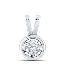 Load image into Gallery viewer, 10kt White Gold Round Diamond Solitaire Pendant - A Timeless Treasure of Elegance and Love  Top View from Splendid Jewellery