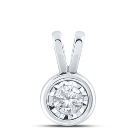10kt White Gold Round Diamond Solitaire Pendant - A Timeless Treasure of Elegance and Love  Top View from Splendid Jewellery