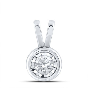 10kt White Gold Round Diamond Solitaire Pendant - A Timeless Treasure of Elegance and Love - Splendid Jewellery