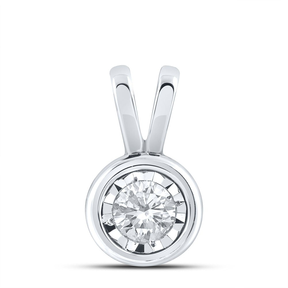 10kt White Gold Round Diamond Solitaire Pendant - A Timeless Treasure of Elegance and Love - Splendid Jewellery