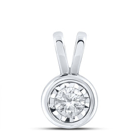 10kt White Gold Round Diamond Solitaire Pendant - A Timeless Treasure of Elegance and Love - Splendid Jewellery