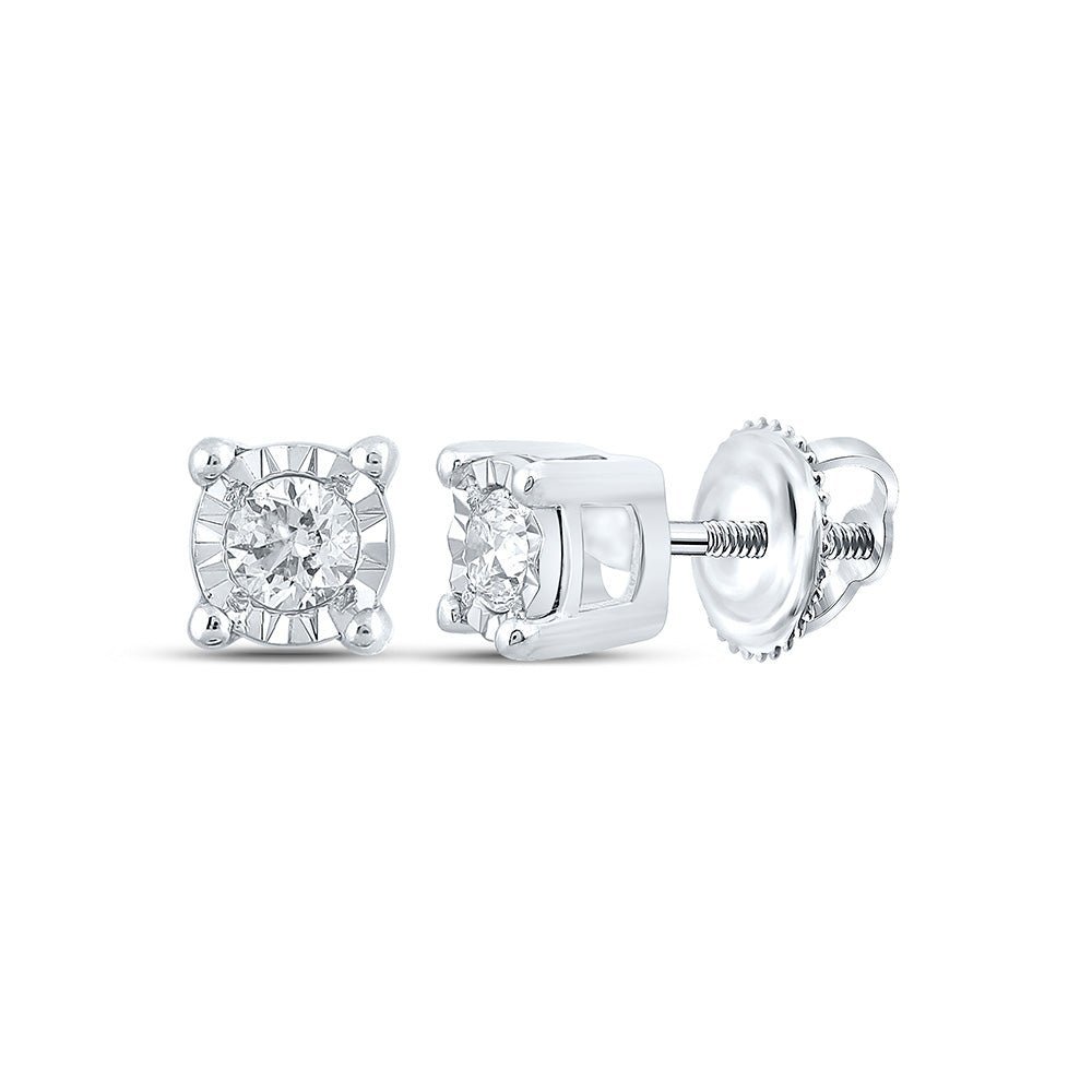 10kt White Gold Round Diamond Stud Earrings for Men - 1/5 Cttw | Elegant Diamond Accents for a Dashing Look - Splendid Jewellery