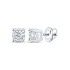 10kt White Gold Round Diamond Stud Earrings for Men - 1/5 Cttw | Elegant Diamond Accents for a Dashing Look - Splendid Jewellery