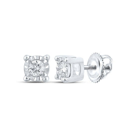 10kt White Gold Round Diamond Stud Earrings for Men - 1/5 Cttw | Elegant Diamond Accents for a Dashing Look - Splendid Jewellery