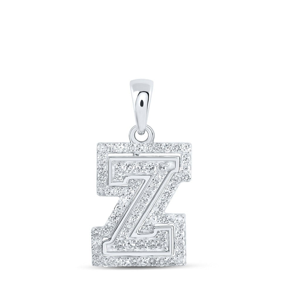 10kt White Gold Round Diamond Z Initial Pendant - Personalized Elegance - Splendid Jewellery