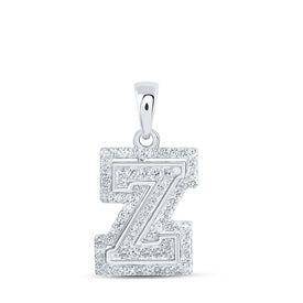 10kt White Gold Round Diamond Z Initial Pendant - Personalized Elegance - Splendid Jewellery