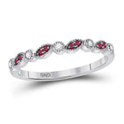 10kt White Gold Ruby and Diamond Stackable Band Ring: A Mesmerizing Fusion of Elegance and Sparkle - Splendid Jewellery