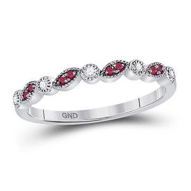 10kt White Gold Ruby and Diamond Stackable Band Ring: A Mesmerizing Fusion of Elegance and Sparkle - Splendid Jewellery