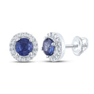 10kt White Gold Sapphire Sparkle Halo Earrings - Splendid Jewellery