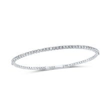 Load image into Gallery viewer, 10kt White Gold Sparkling Diamond Bangle Bracelet - Elegant Flexi - Row Design, 1 - 1/4 Cttw - Splendid Jewellery