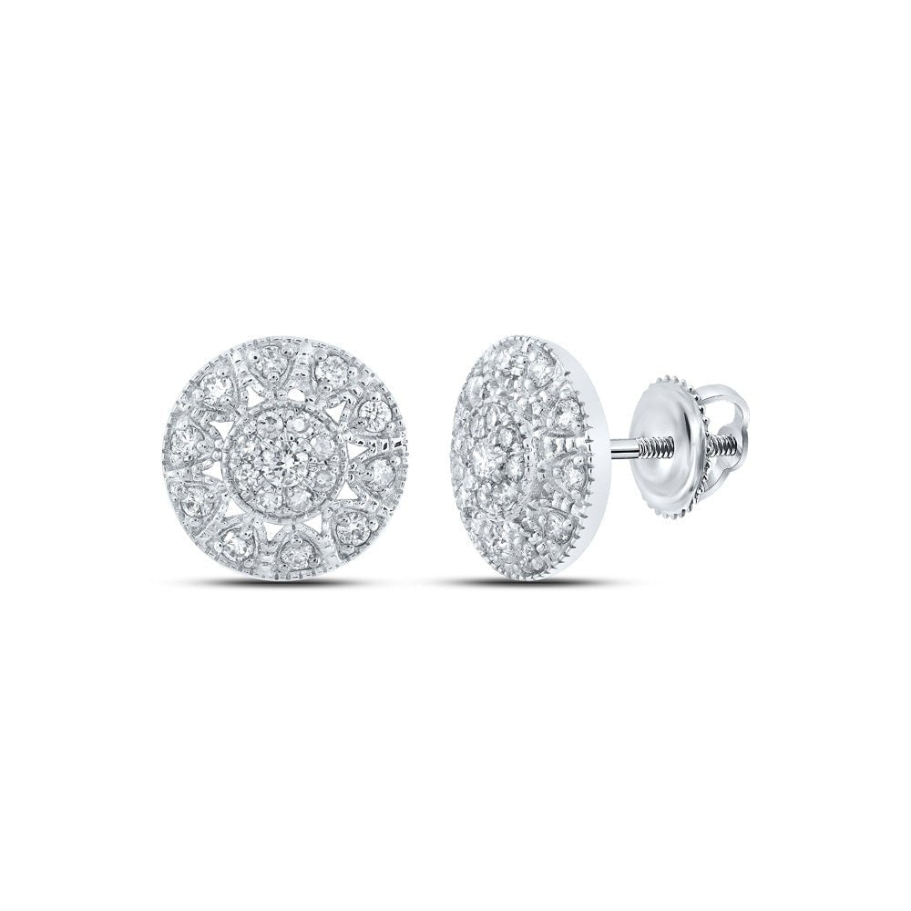 10kt White Gold Sparkling Diamond Circle Earrings - Splendid Jewellery