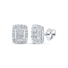 10kt White Gold Sparkling Diamond Cluster Earrings - Mesmerizing Brilliance in Every Step - Splendid Jewellery
