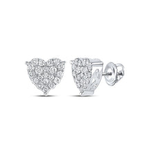 Load image into Gallery viewer, 10kt White Gold Sparkling Diamond Heart Earrings: A Timeless Symbol of Love and Elegance - Splendid Jewellery