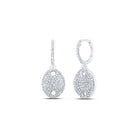 10kt White Gold Sparkling Diamond Oval Dangle Earrings - Splendid Jewellery