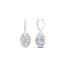 Load image into Gallery viewer, 10kt White Gold Sparkling Diamond Oval Dangle Earrings - Splendid Jewellery