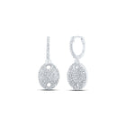 10kt White Gold Sparkling Diamond Oval Dangle Earrings - Splendid Jewellery