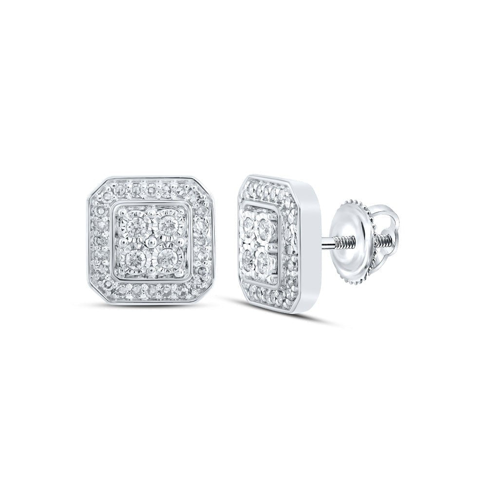 10kt White Gold Sparkling Square Diamond Earrings - Splendid Jewellery