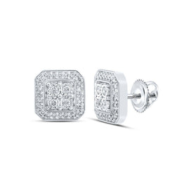 10kt White Gold Sparkling Square Diamond Earrings - Splendid Jewellery