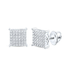 10kt White Gold Sparkling Square Diamond Earrings - Mesmerizing Brilliance for Every Occasion - Splendid Jewellery