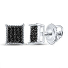 10kt White Gold Square Black Diamond Earrings - Splendid Jewellery