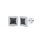 10kt White Gold Square Black Diamond Earrings - Bold and Brilliant Men's Jewelry - Splendid Jewellery