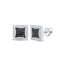 Load image into Gallery viewer, 10kt White Gold Square Black Diamond Earrings - Bold and Brilliant Men's Jewelry - Splendid Jewellery