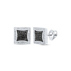 10kt White Gold Square Black Diamond Earrings - Bold and Brilliant Men's Jewelry - Splendid Jewellery