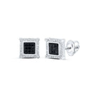 10kt White Gold Square Black Diamond Men's Earrings - 1/4 Cttw, Splendid Jewellery - Splendid Jewellery