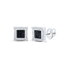 10kt White Gold Square Black Diamond Men's Earrings - 1/4 Cttw, Splendid Jewellery - Splendid Jewellery