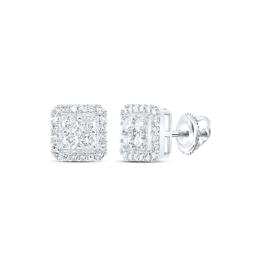10kt White Gold Square Diamond Earrings - 5/8 Cttw | Elegant Men's Jewelry - Splendid Jewellery