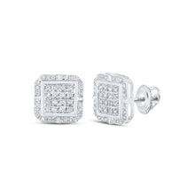 Load image into Gallery viewer, 10kt White Gold Square Diamond Earrings: A Mesmerizing Blend of Elegance and Modernity - Splendid Jewellery