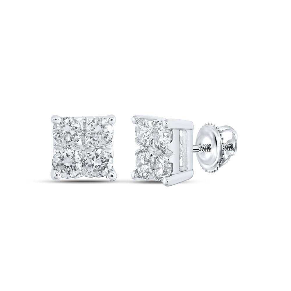 10kt White Gold Square Diamond Earrings - Dazzling Modernity - Splendid Jewellery