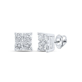 10kt White Gold Square Diamond Earrings - Dazzling Modernity - Splendid Jewellery