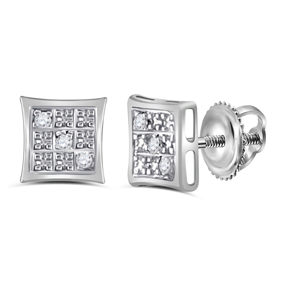 10kt White Gold Square Diamond Earrings - Elegant and Masculine Sparkle - Splendid Jewellery