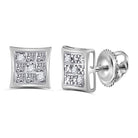 10kt White Gold Square Diamond Earrings - Elegant and Masculine Sparkle - Splendid Jewellery
