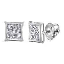 Load image into Gallery viewer, 10kt White Gold Square Diamond Earrings - Elegant and Masculine Sparkle - Splendid Jewellery