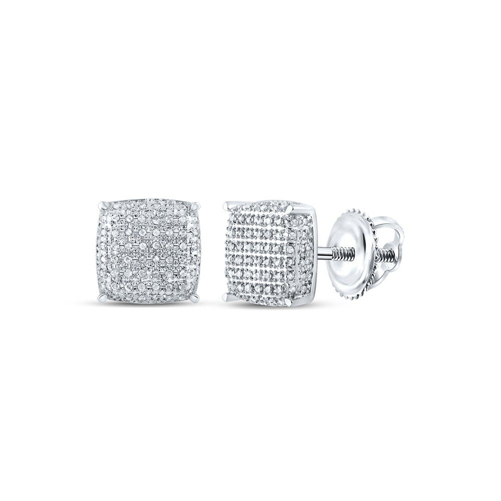 10kt White Gold Square Diamond Earrings - Elegant Men's Jewelry with 1/2 Ct.t.w. of Sparkling Diamonds - Splendid Jewellery