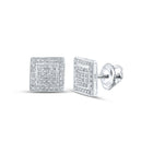 10kt White Gold Square Diamond Earrings - Elegant Men's Jewelry with 1/4 Cttw - Splendid Jewellery