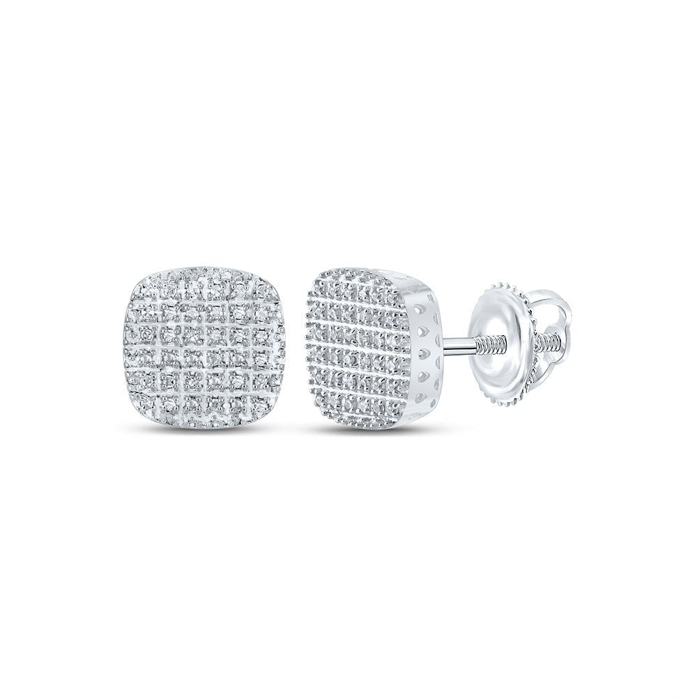 10kt White Gold Square Diamond Earrings - Elegant Men's Jewelry with 1/5 Cttw Diamonds - Splendid Jewellery