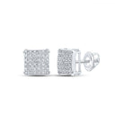 10kt White Gold Square Diamond Earrings for Men - 1/5 Ct.t.w. - Splendid Jewellery