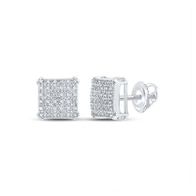 10kt White Gold Square Diamond Earrings for Men - 1/5 Ct.t.w. - Splendid Jewellery